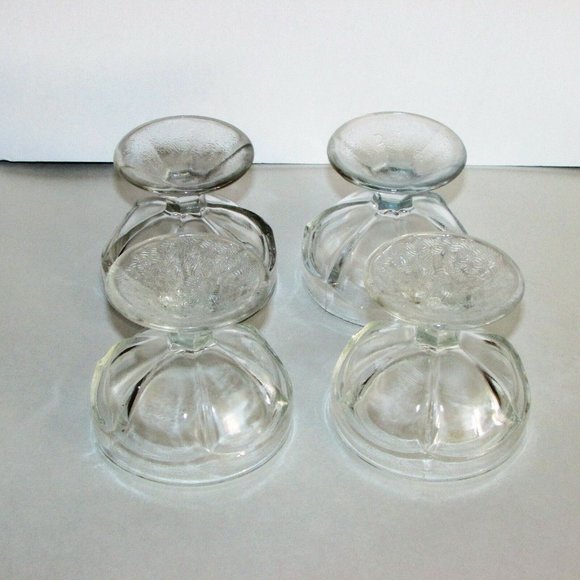 4 Depression Glass Footed Ice Cream Sundae Bowls Clear Dishes - Picture 4 of 6